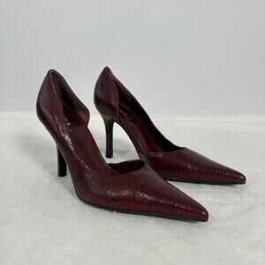 Vintage Diba Croc Embossed Pointed Toe Heels - Size 8